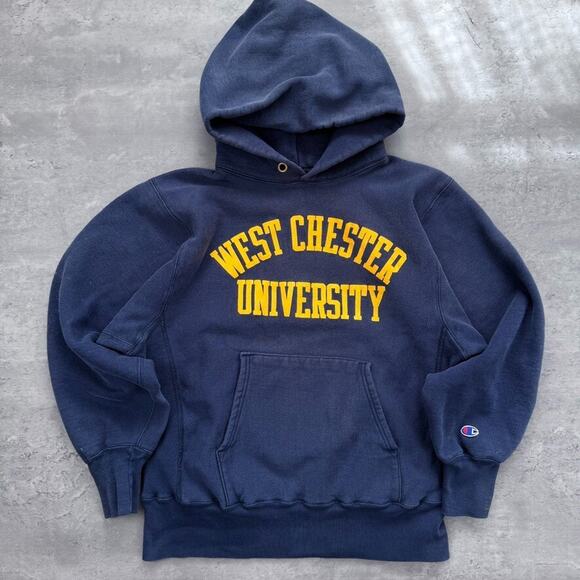 Vintage Champion Reverse Weave West Chester University Blue Hoodie - Picture 1 of 10